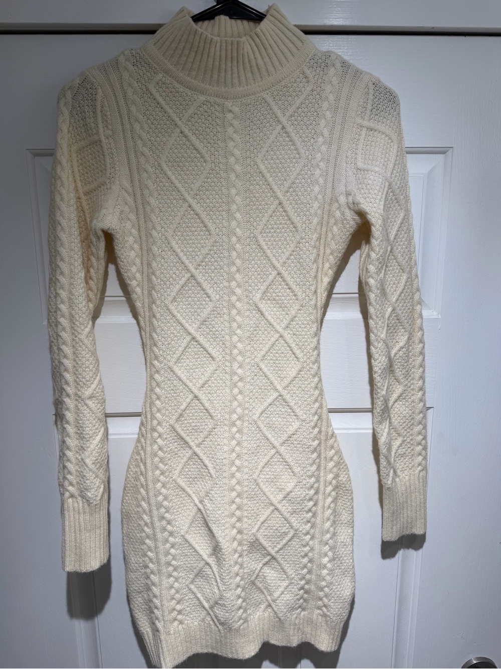 Windsor Cream Cable Knit Backless Sweater Dress